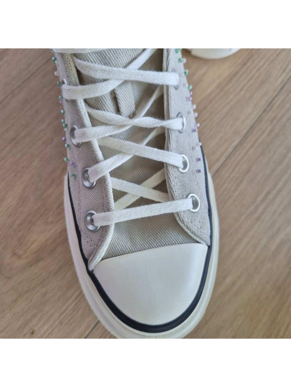 ⭐Converse Chuck Lift Double Stack Beading Sz 7 Womens shoes Sneaker Gray A19339C - Picture 12 of 13